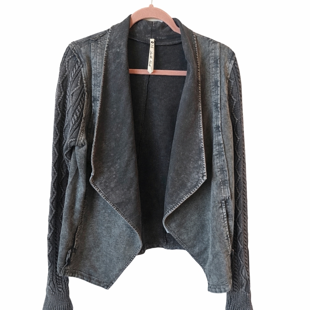 Leo & Nicole Charcoal Open Front Cardigan